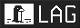 A pixel-art penguin and the text "LAG", in black-and-grey.